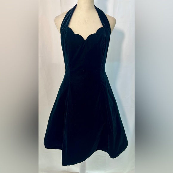 VINTAGE 80s 90s Stepping Out velvet mini prom DRESS - Picture 1 of 8